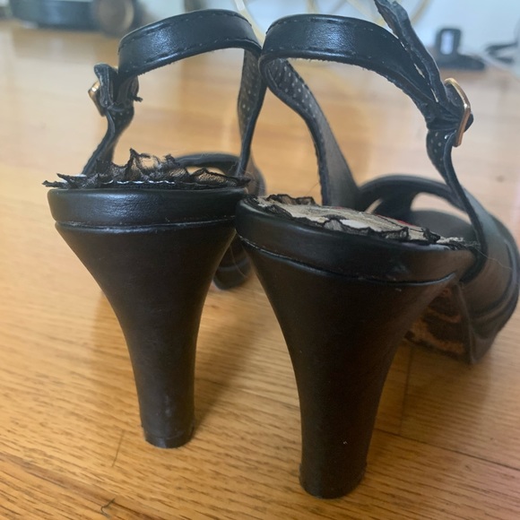 Bettie Page black open toe heels 7 pin up - Picture 4 of 5